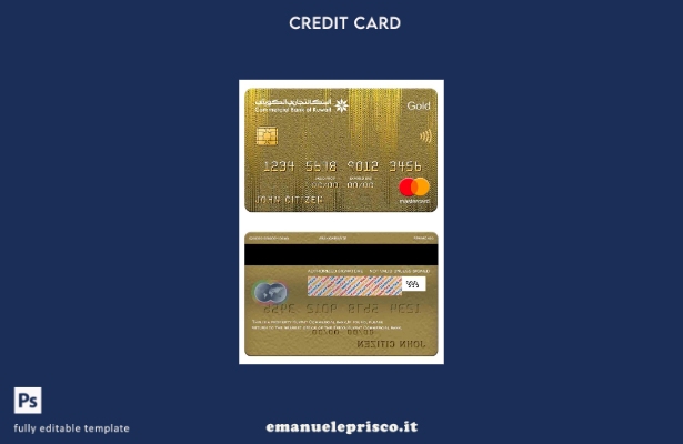 modello oro mastercard Kuwait Commercial Bank in stile verificato